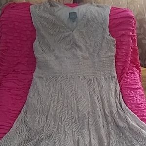 Rabbit Rabbit Taupe fit a flare lace overlay dress